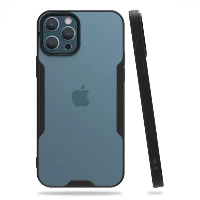 Newface Apple iPhone 12 Pro Max Kılıf Platin Silikon - Siyah