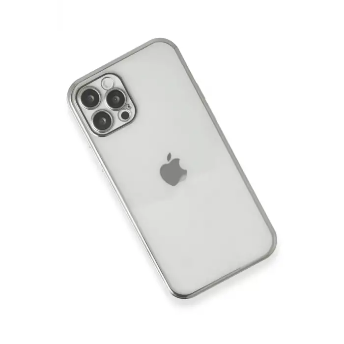 Newface Apple iPhone 12 Pro Max Kılıf Razer Lensli Silikon - Gümüş