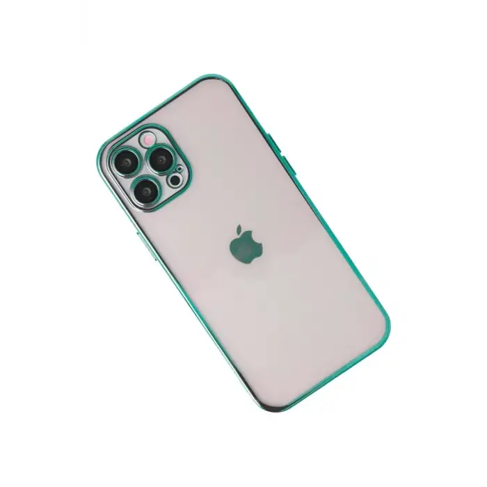 Newface Apple iPhone 12 Pro Max Kılıf Razer Lensli Silikon - Yeşil