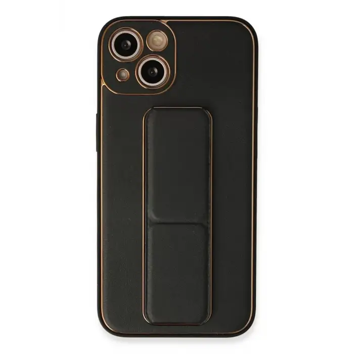 Newface iPhone 13 Kılıf Coco Deri Standlı Kapak - Siyah