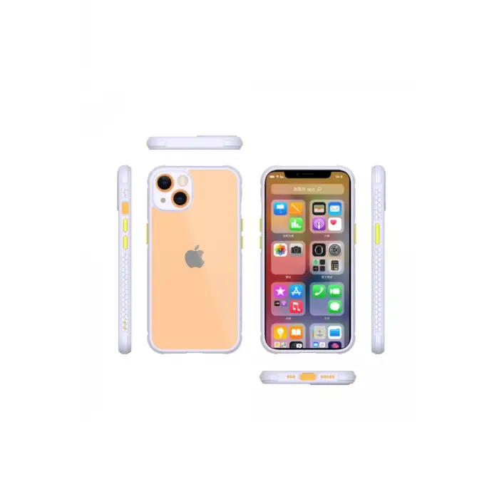 Newface iPhone 13 Mini Kılıf Miami Şeffaf Silikon - Lila