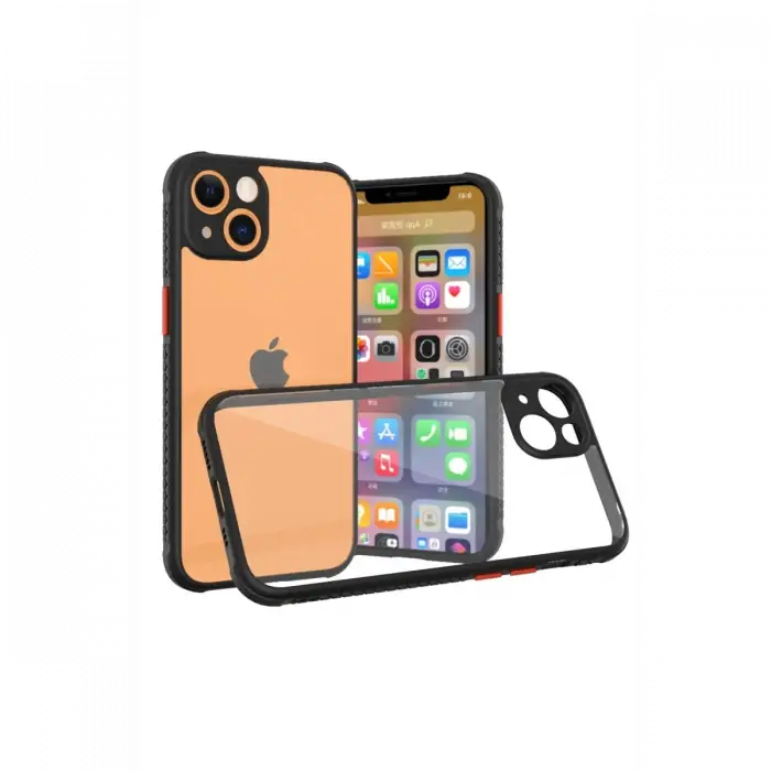 Newface iPhone 13 Mini Kılıf Miami Şeffaf Silikon - Siyah