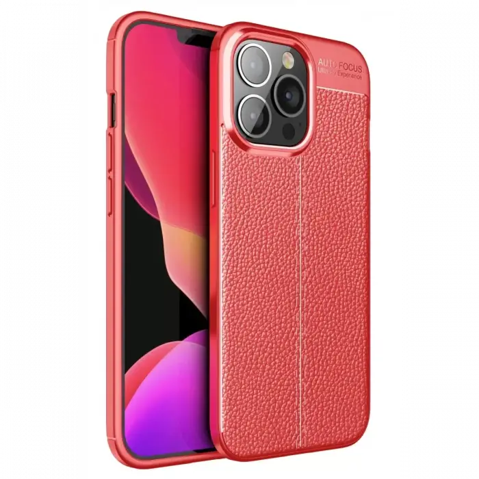 Newface Apple iPhone 13 Pro Kılıf Auto Focus Kapak - Kırmızı