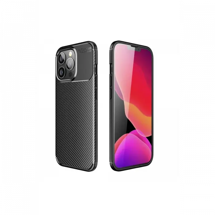 Newface iPhone 13 Pro Kılıf Auto Focus Karbon Kapak - Siyah