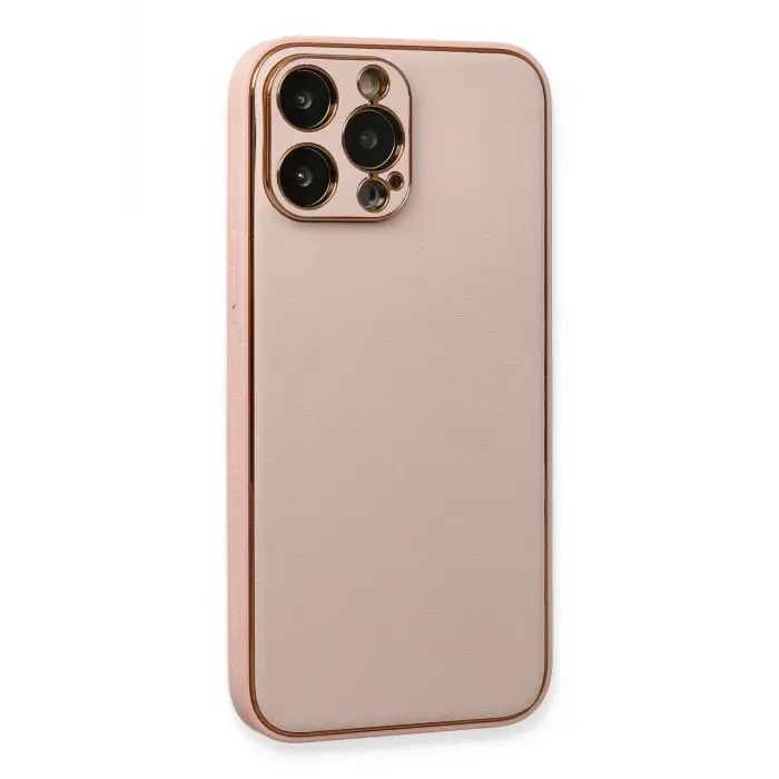 Newface iPhone 13 Pro Kılıf Coco Deri Silikon Kapak - Pembe