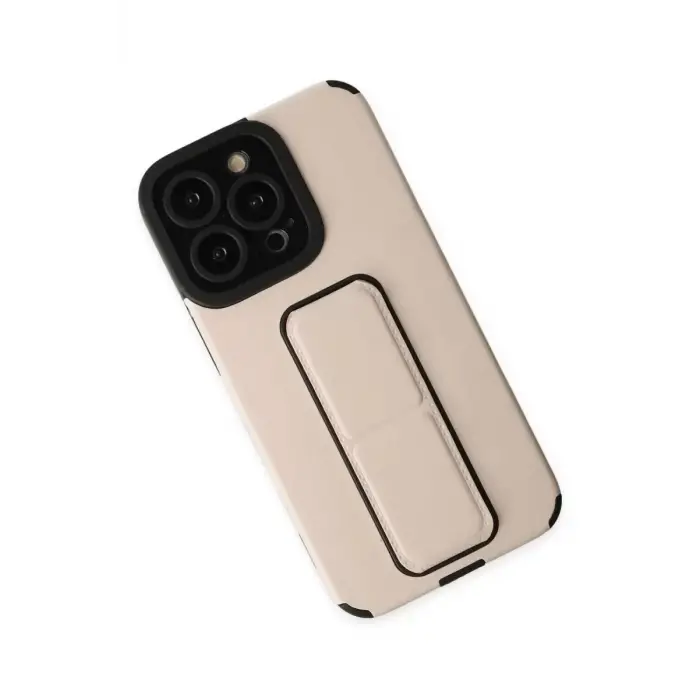 Newface Apple iPhone 13 Pro Kılıf Mega Standlı Silikon - Gold