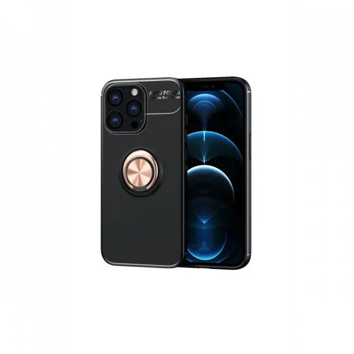 Newface iPhone 13 Pro Kılıf Range Yüzüklü Silikon - Siyah-Gold