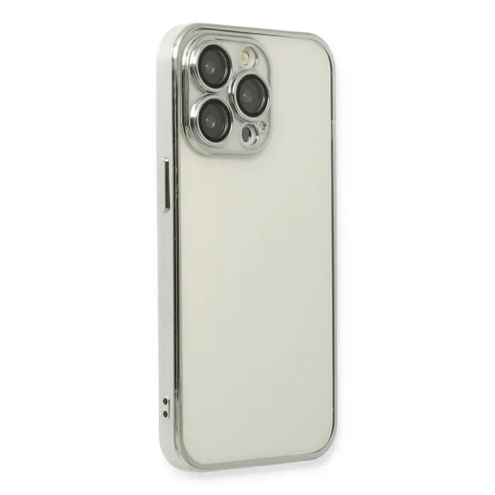 Newface iPhone 13 Pro Kılıf Razer Lensli Silikon - Gümüş