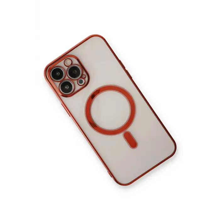 Newface iPhone 13 Pro Max Kılıf Magneticsafe Lazer Silikon - Kırmızı