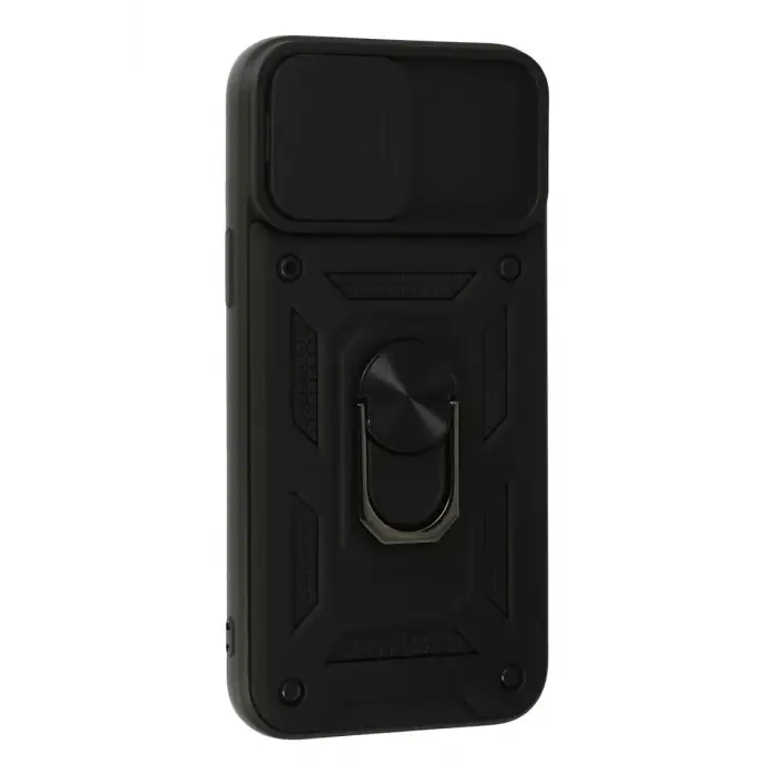 Newface Apple iPhone 13 Pro Max Kılıf Pars Lens Yüzüklü Silikon - Siyah