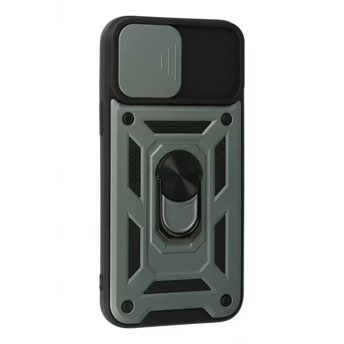 Newface Apple iPhone 13 Pro Max Kılıf Pars Lens Yüzüklü Silikon - Yeşil