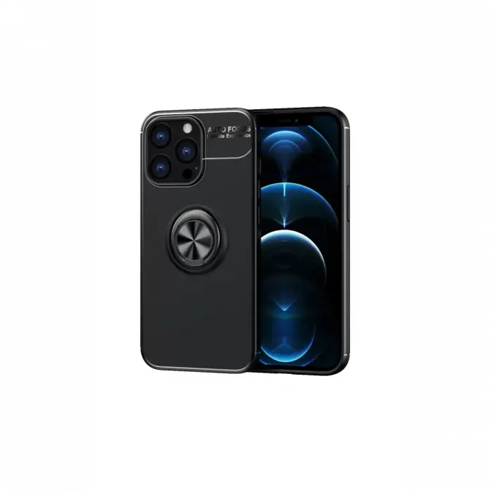 Newface Apple iPhone 13 Pro Max Kılıf Range Yüzüklü Silikon - Siyah