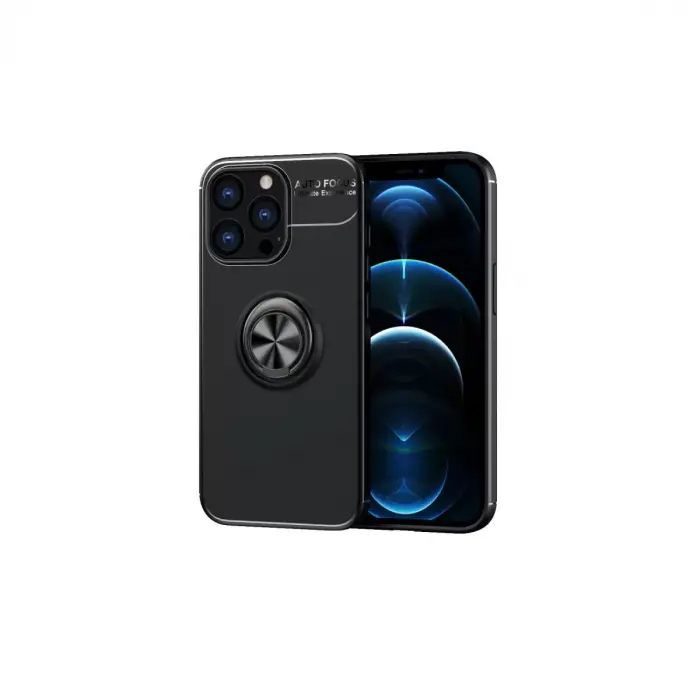 Newface Apple iPhone 13 Pro Max Kılıf Range Yüzüklü Silikon - Siyah