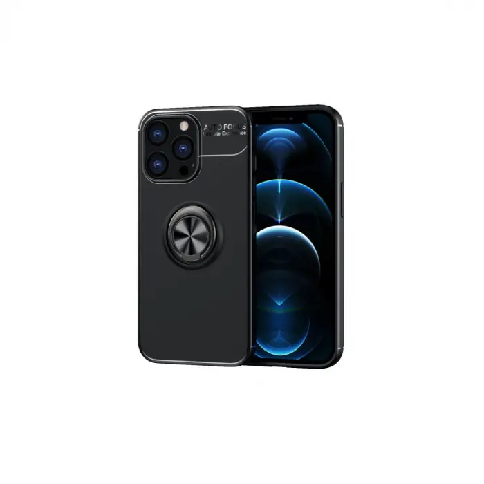 Newface iPhone 13 Pro Max Kılıf Range Yüzüklü Silikon - Siyah