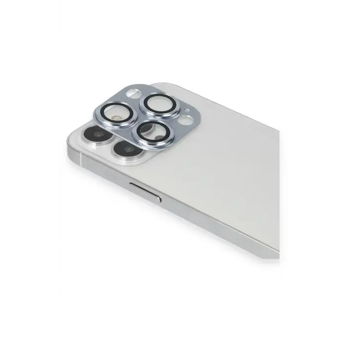 Newface Apple iPhone 13 Pro Max Pers Alüminyum Kamera Lens - Sierra Blue