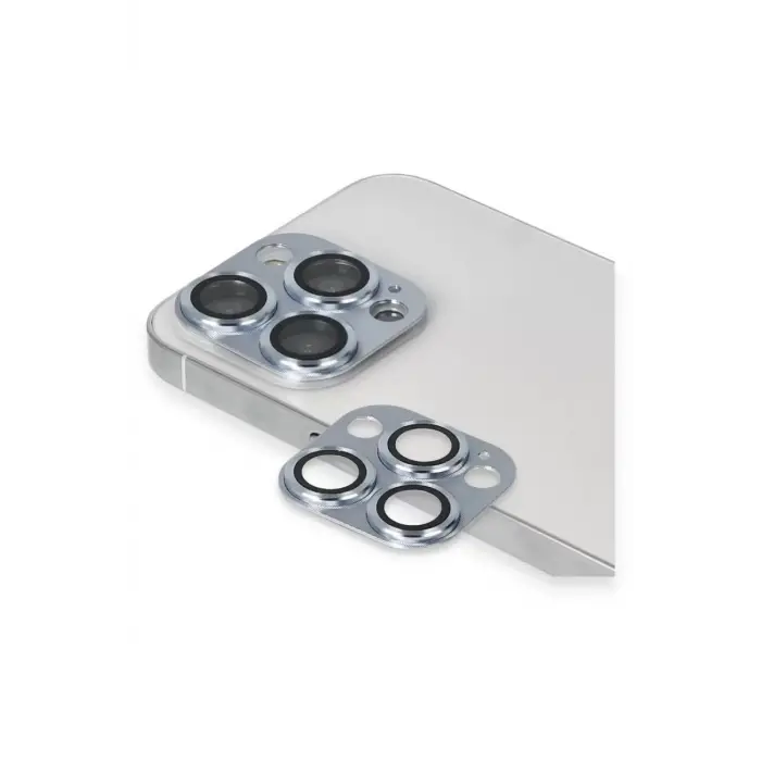 Newface Apple iPhone 13 Pro Max Pers Alüminyum Kamera Lens - Sierra Blue