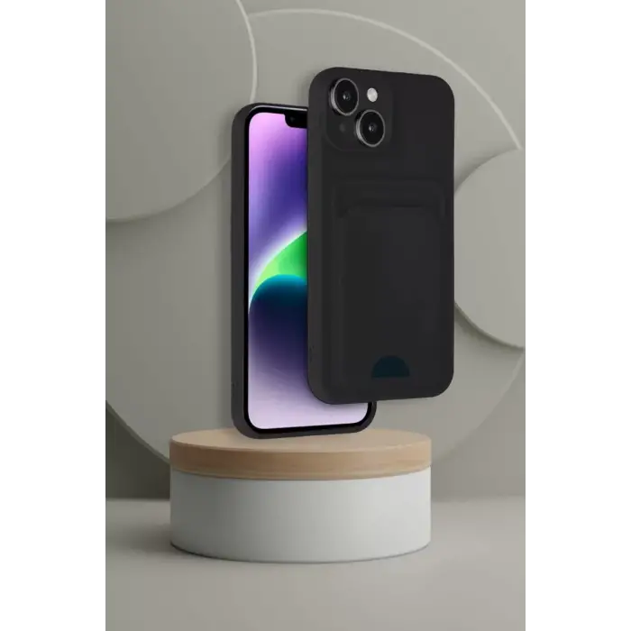 Newface iPhone 14 Kılıf Kelvin Kartvizitli Silikon - Siyah