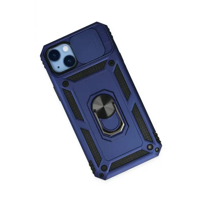 Newface iPhone 14 Plus Kılıf Pars Lens Yüzüklü Silikon - Lacivert