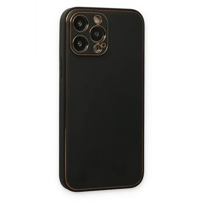 Newface Apple iPhone 14 Pro Kılıf Coco Deri Silikon Kapak - Siyah