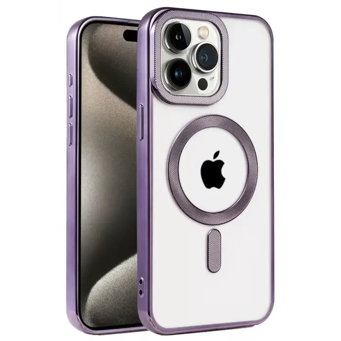 Newface Apple iPhone 14 Pro Kılıf Kronos Magsafe Kapak - Derin Mor