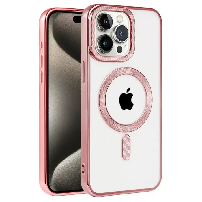 Newface Apple iPhone 14 Pro Kılıf Kronos Magsafe Kapak - Rose Gold