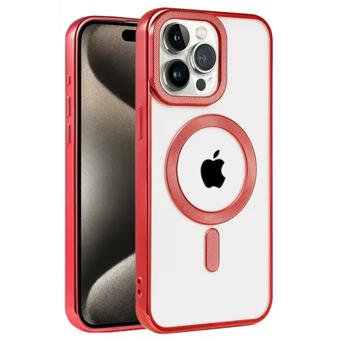 Newface Apple iPhone 14 Pro Max Kılıf Kronos Magsafe Kapak - Kırmızı
