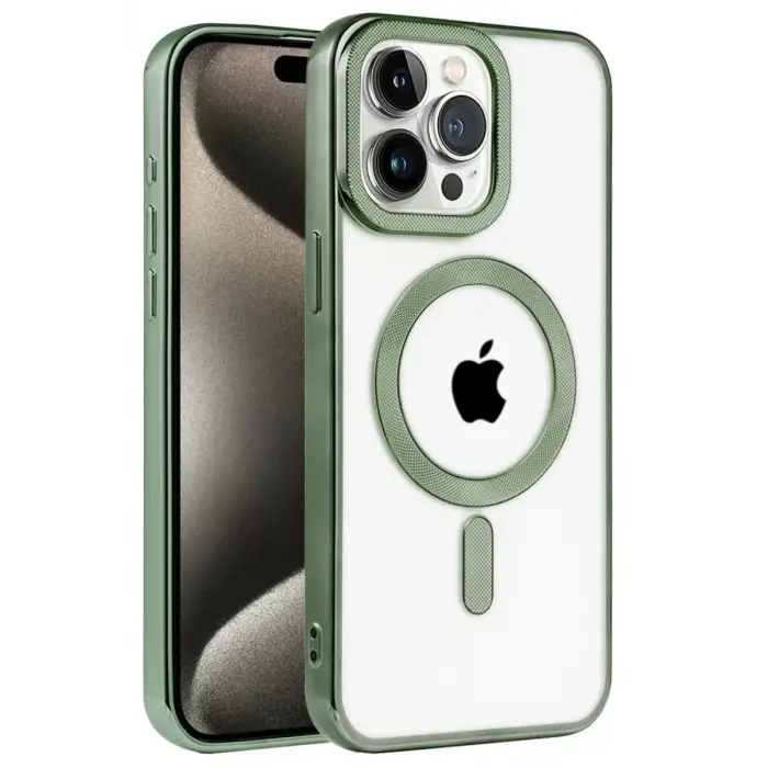 Newface Apple iPhone 14 Pro Max Kılıf Kronos Magsafe Kapak - Koyu Yeşil