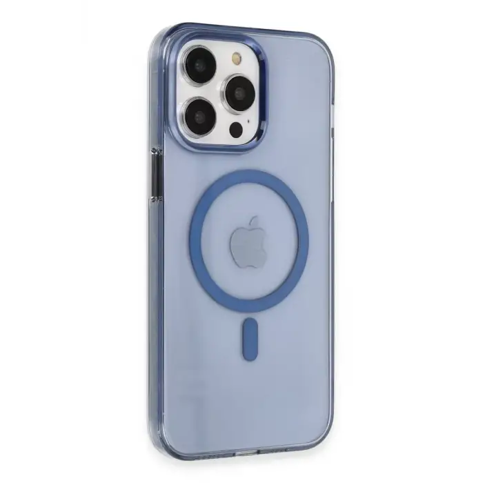 Newface Apple iPhone 14 Pro Max Kılıf Tron Şeffaf Magsafe Kapak - Mavi