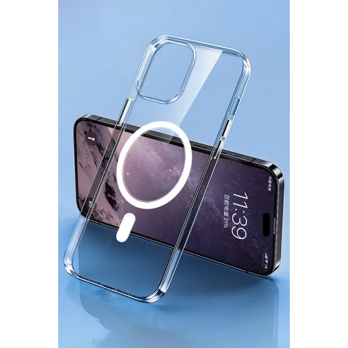 Newface Apple iPhone 14 Pro Max Kılıf Tron Şeffaf Magsafe Kapak - Şeffaf