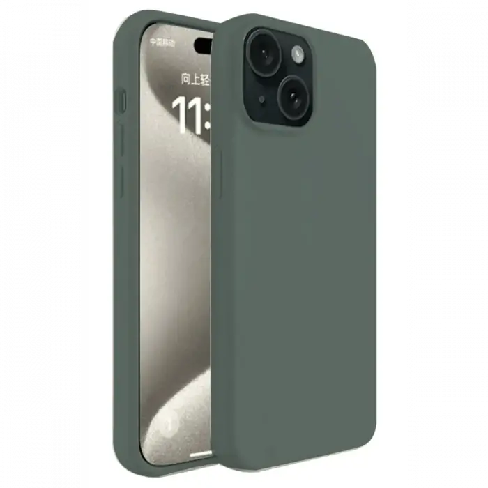 Newface iPhone 15 Kılıf First Silikon - Koyu Yeşil
