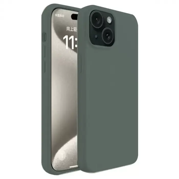 Newface Apple iPhone 15 Kılıf First Silikon - Koyu Yeşil