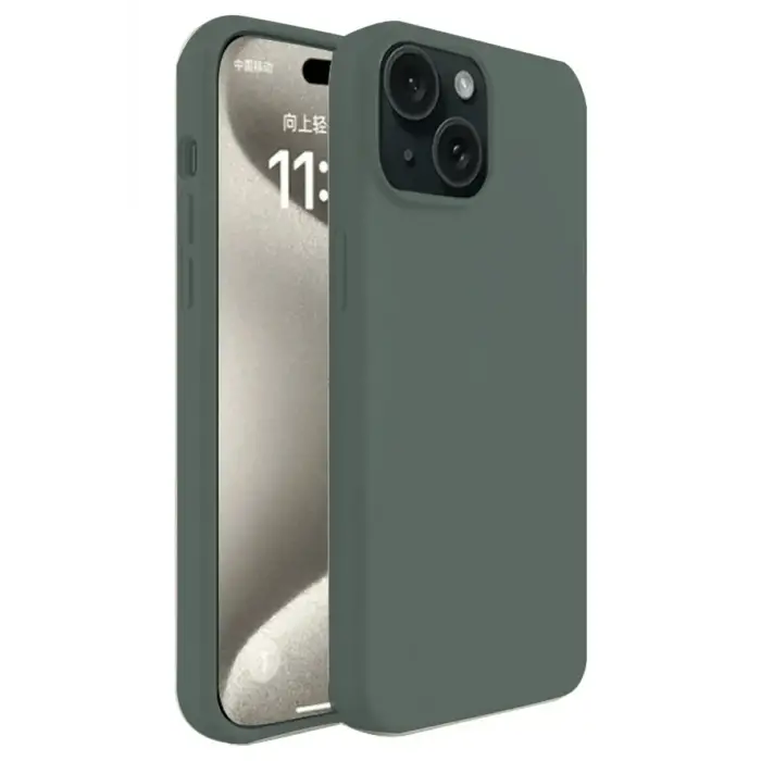 Newface iPhone 15 Plus Kılıf First Silikon - Koyu Yeşil