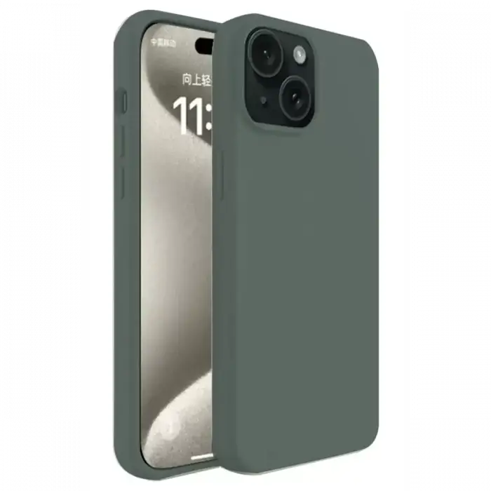 Newface Apple iPhone 15 Plus Kılıf First Silikon - Koyu Yeşil