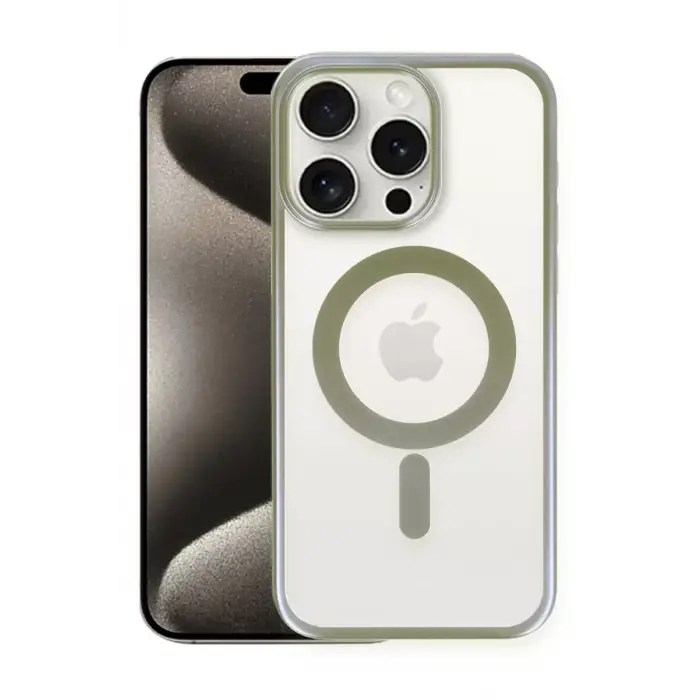 Newface Apple iPhone 15 Pro Kılıf Erozi Magsafe Kapak - Gri