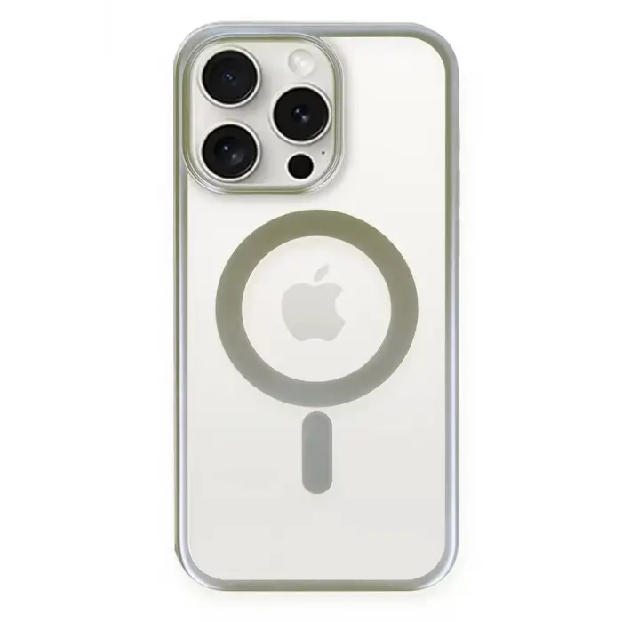 Newface Apple iPhone 15 Pro Kılıf Erozi Magsafe Kapak - Gri