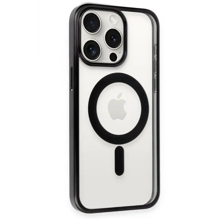 Newface iPhone 15 Pro Kılıf Erozi Magsafe Kapak - Siyah