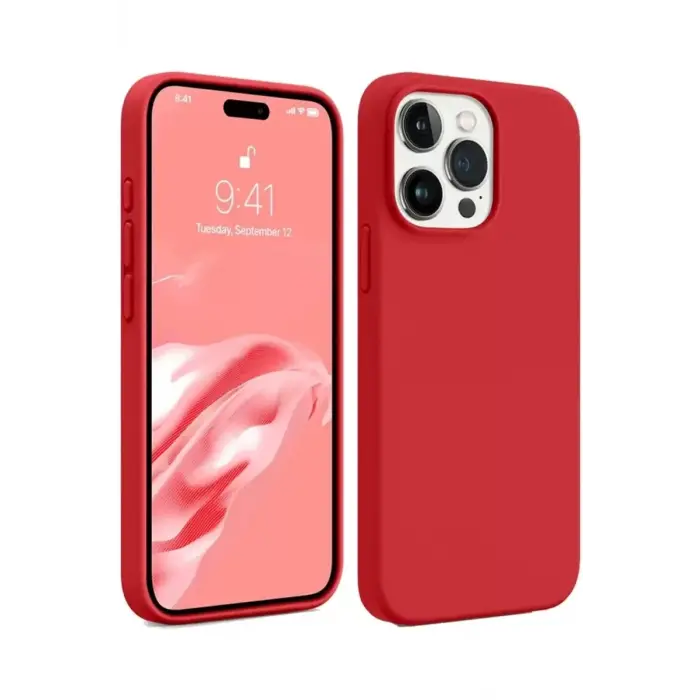 Newface Apple iPhone 15 Pro Kılıf First Silikon - Kırmızı