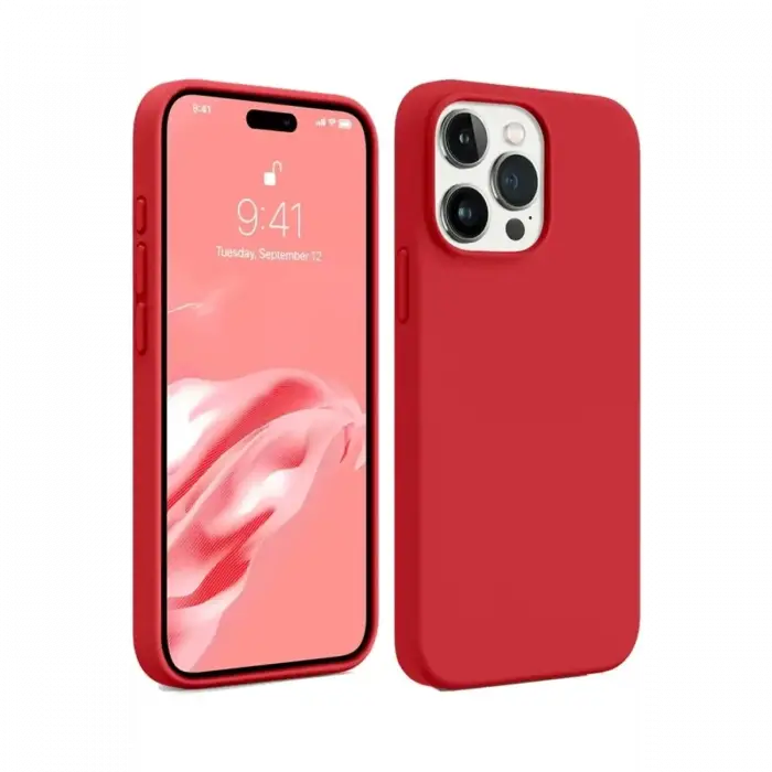 Newface Apple iPhone 15 Pro Kılıf First Silikon - Kırmızı