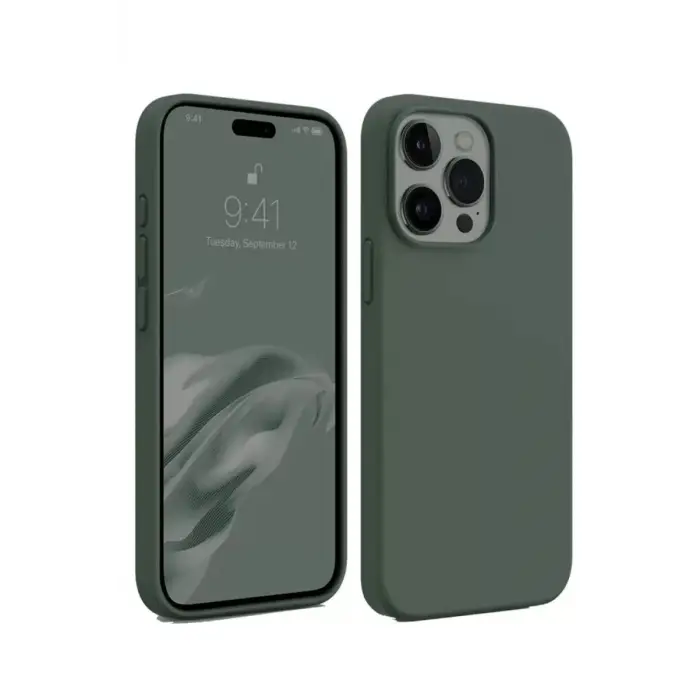 Newface Apple iPhone 15 Pro Kılıf First Silikon - Koyu Yeşil