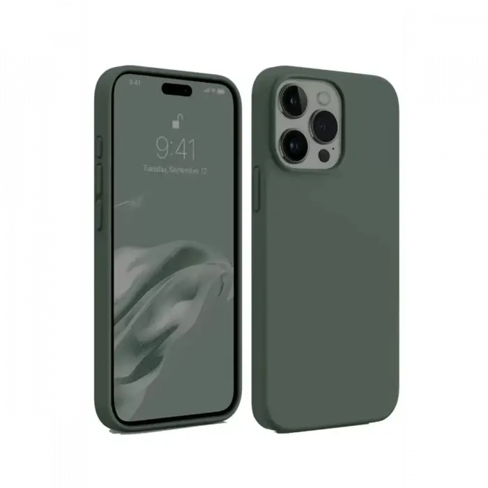 Newface Apple iPhone 15 Pro Kılıf First Silikon - Koyu Yeşil