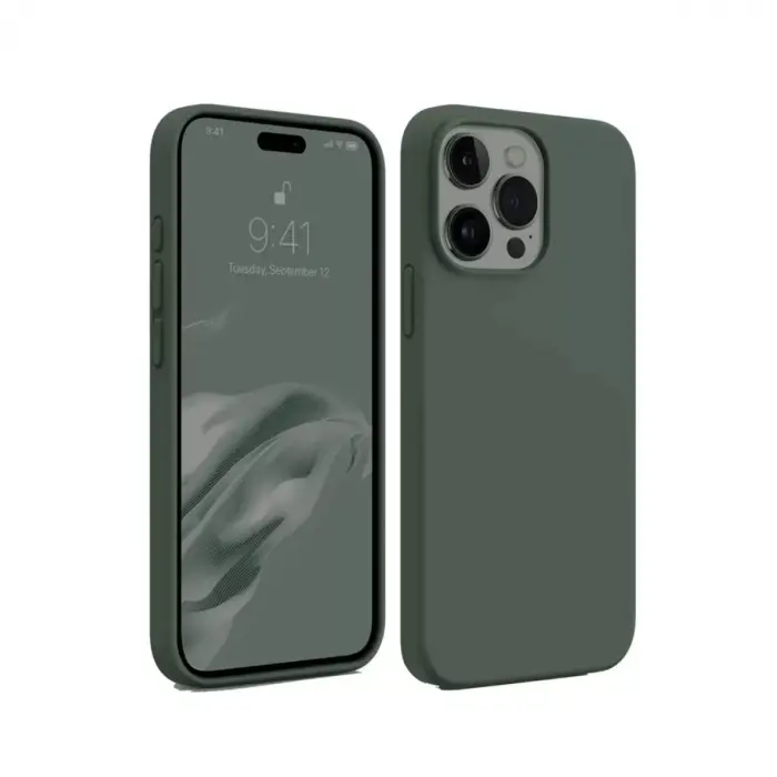 Newface Apple iPhone 15 Pro Kılıf First Silikon - Koyu Yeşil