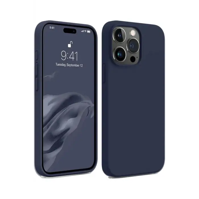 Newface iPhone 15 Pro Kılıf First Silikon - Lacivert