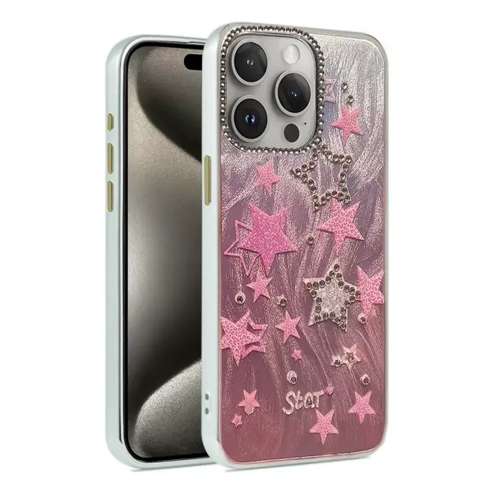 Newface Apple iPhone 15 Pro Max Kılıf Blade Aynalı Desenli Kapak - Desen 7