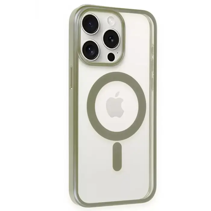 Newface Apple iPhone 15 Pro Max Kılıf Erozi Magsafe Kapak - Gri