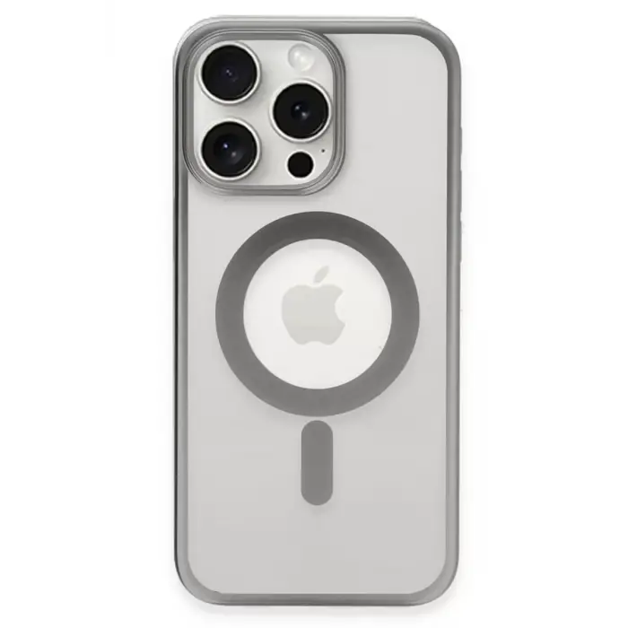 Newface Apple iPhone 15 Pro Max Kılıf Erozi Magsafe Kapak - Gümüş