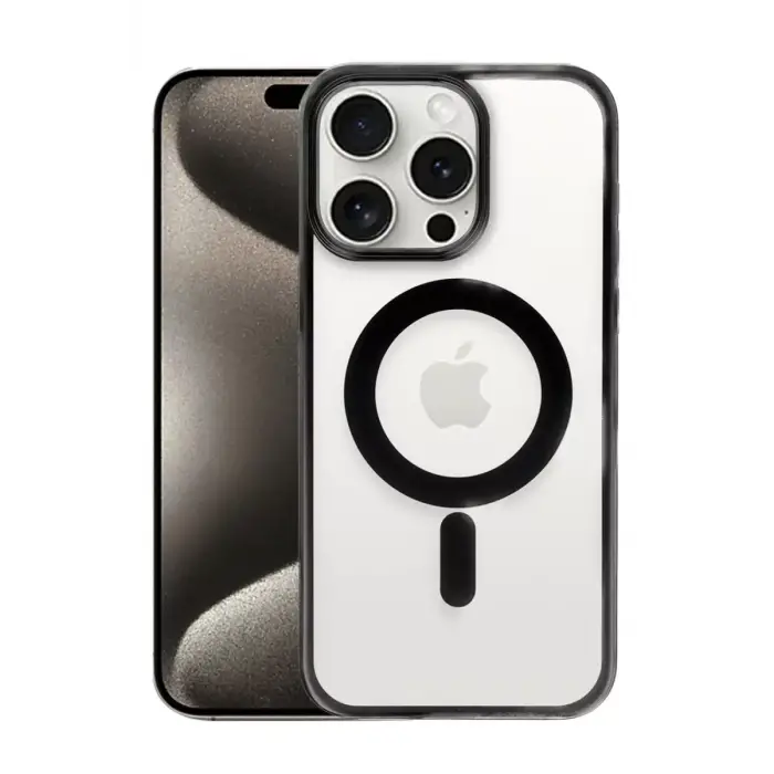 Newface Apple iPhone 15 Pro Max Kılıf Erozi Magsafe Kapak - Siyah