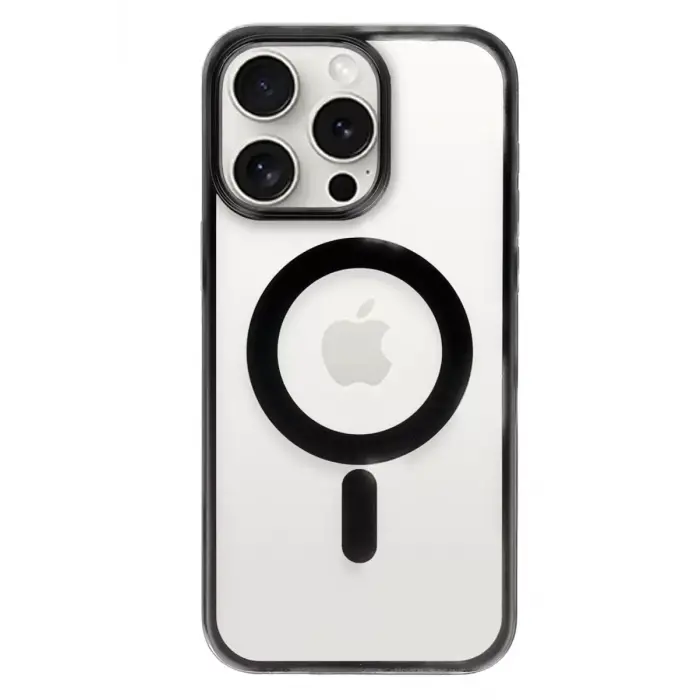 Newface Apple iPhone 15 Pro Max Kılıf Erozi Magsafe Kapak - Siyah