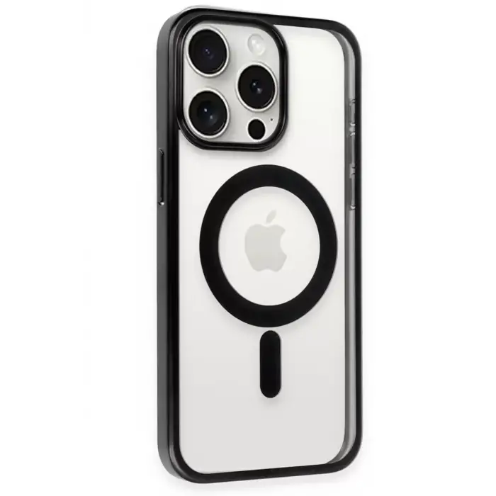 Newface Apple iPhone 15 Pro Max Kılıf Erozi Magsafe Kapak - Siyah