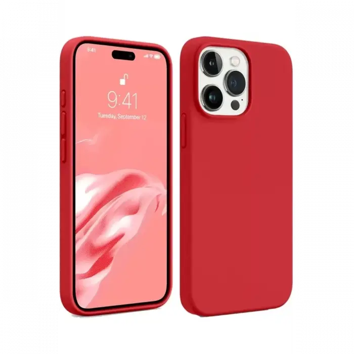 Newface Apple iPhone 15 Pro Max Kılıf First Silikon - Kırmızı