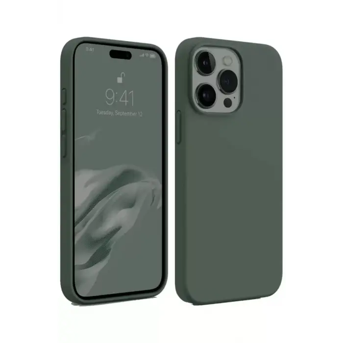 Newface Apple iPhone 15 Pro Max Kılıf First Silikon - Koyu Yeşil
